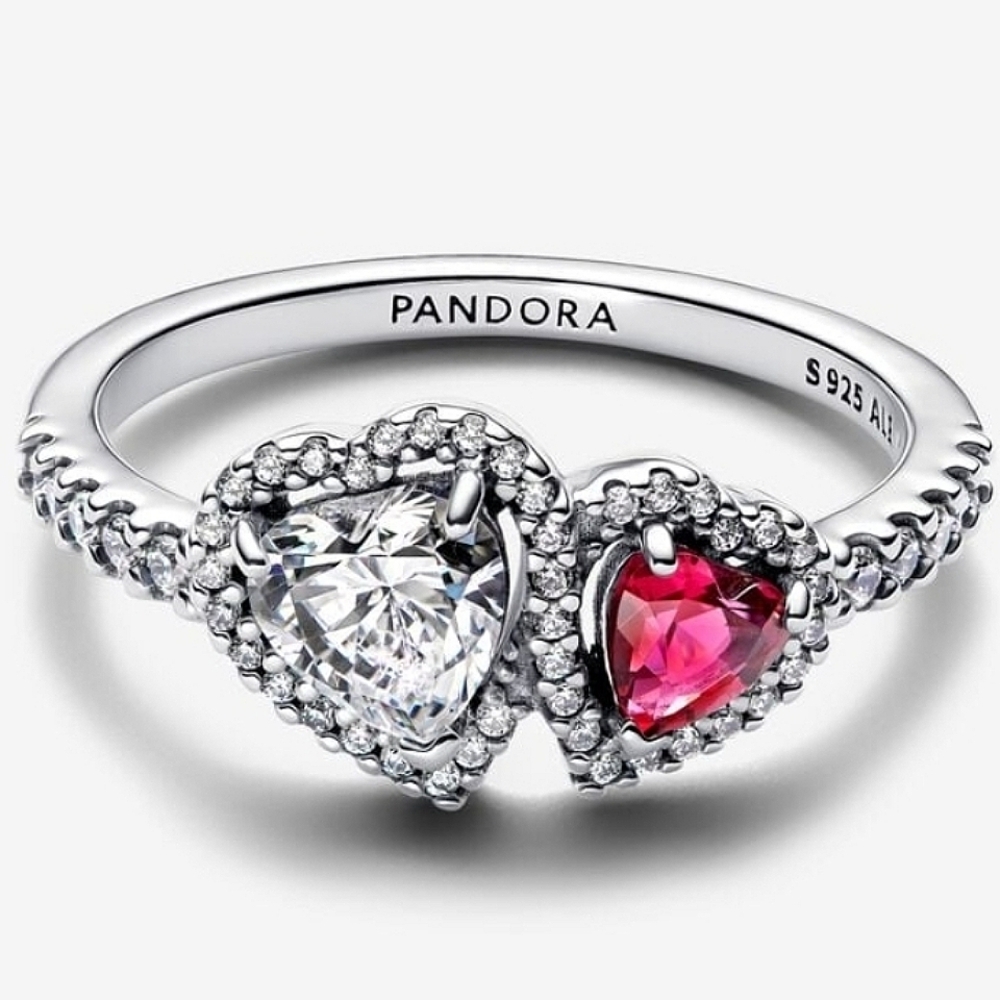 Authentic NEW Pandora Halo Hearts Ring S925ALE CZ Crystal